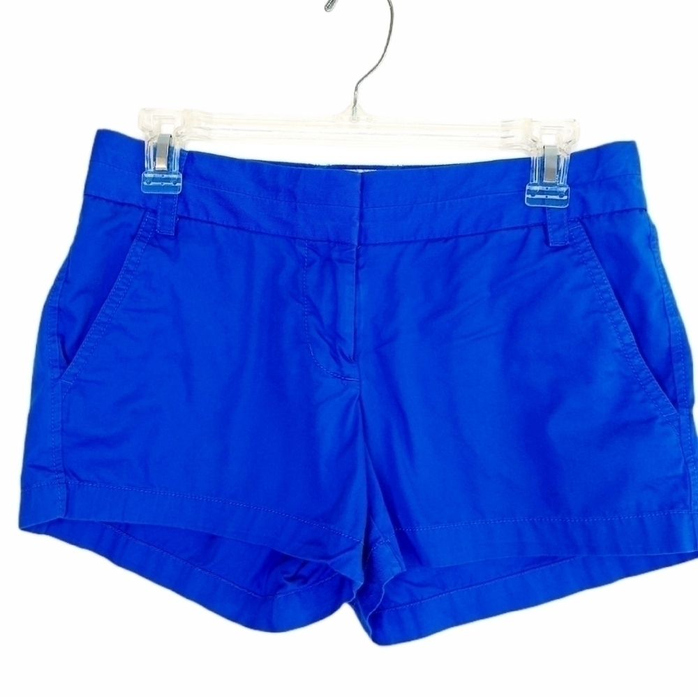 J. Crew Chino Shorts Bright Blue Sz 2 100% Cotton